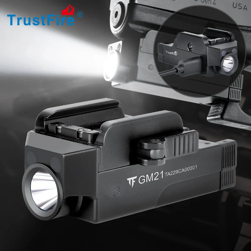 Trustfire GM21 Tactical Pistol Gun Flashlight USB Rechargeable Weapon Gun Light Hunting self defense weapons Weaponlight