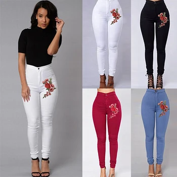 

1X Womens Trousers Skinny Tight Long Jeans Stretch Womens Pencil High Waist Denim Pants Stretch Denim Pants High Casual