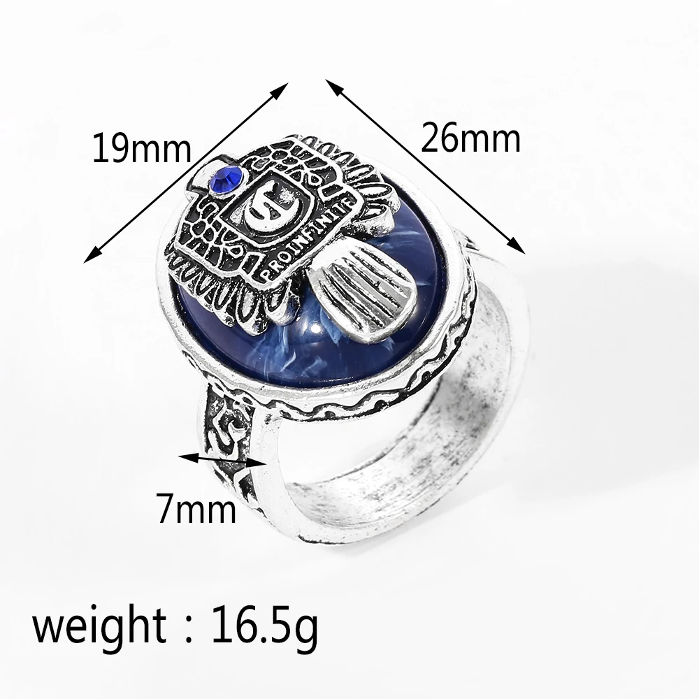 Vintage Punk The Vampire Diaries Initials Ring Retro A-Z Alphabet Blue Crystal Movies Gothic Rings For Men Women Jewelry Gift