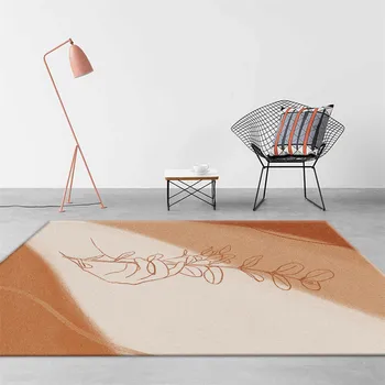 

Fashion Plant Floral Orange Rugs Living Room Modern Simple Carpet Nordic Abstract Coffee Table Rug Bedside Mat Girl Room Floor