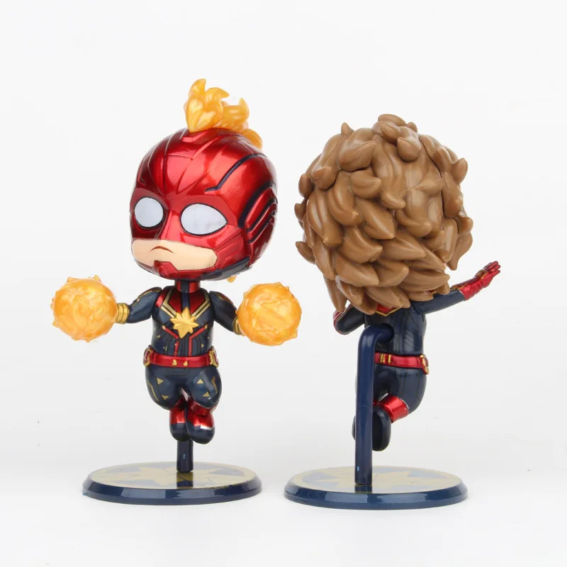 Чэн Юань аниме Marvel 4 милый 4-капитан Марвел фигурка кукла игрушка Гараж Набор Модель автомобиля установленная декоративная кукла
