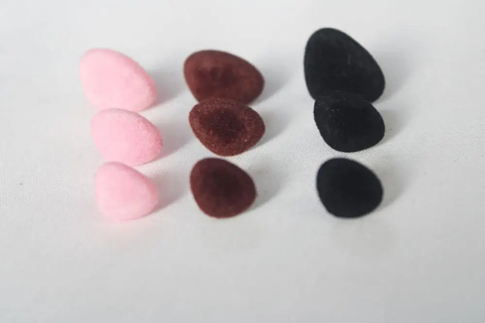 Doll Accessories 30pcs/lot pink/black/brown flocking Triangular safety toy nose & soft washer for diy doll findings color option