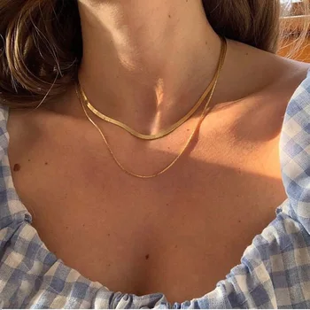

Korean simple choker snake bone short necklace ins net celebrity coldness blade chain necklace neck jewelry
