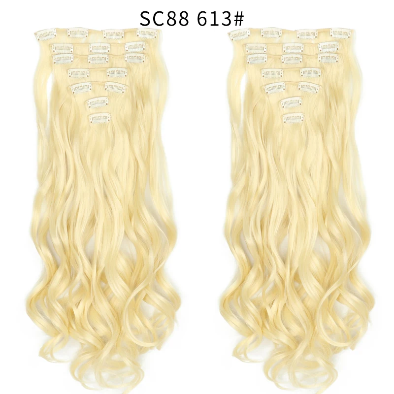 MERISI HAIR 22 Synthetic Deep Wave Hair Heat Resistant Light Brown Gray Blond Women Hair Extension Set Clip In Ombre Hair - Color: SC88 613