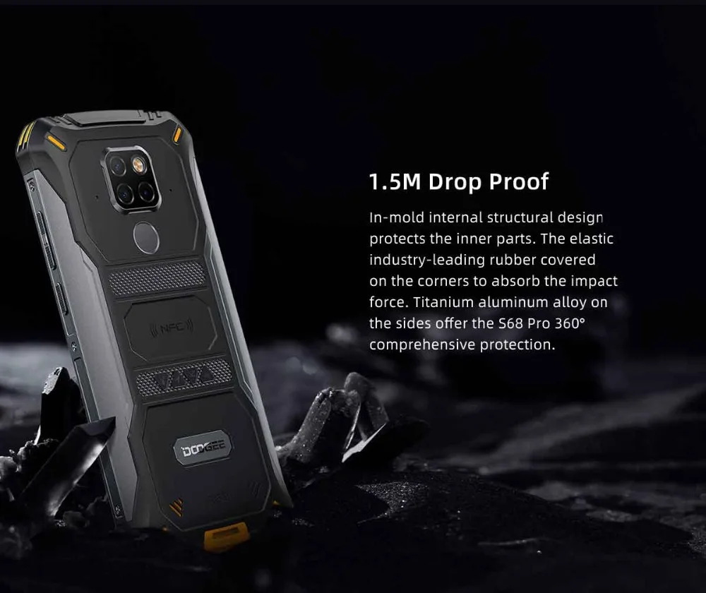 DOOGEE S68 Pro IP68 Водонепроницаемый восьмиядерный смартфон Helio P70 6 ГБ+ 128 Гб 21MP AI Triple 6300 мАч 4G мобильный телефон NFC