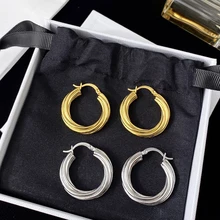 

2021 Hot Trend Brand Twist Brass Gold Plated Earrings Brass Ear Studs Everyday Wear Versatile Jewelry Atmosphere