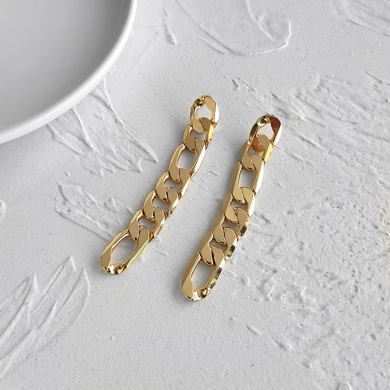 Peri'sBox 12mm*84mm Chunky Chain Earrings Long Figaro Link Dangle Earrings for Women Statement Gold Brass Earrings 2020 Jewelry - Image 4