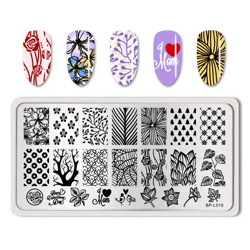 Christmas Nail Stamping Plates Stainless Steel Template Stamp Plate Nail Art Manicure Image DIY Design Tool - Цвет: BP-L015