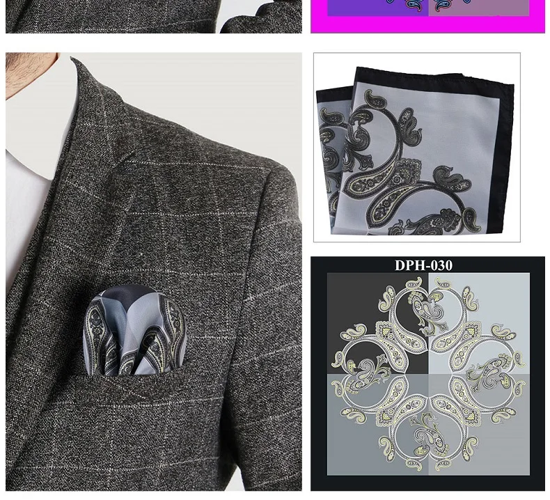 Tailor Smith New 30x30cm Pocket Square Paisley Pocket Square Fashion Men Handkerchief Floral Strip Handkerchief Pocket Men
