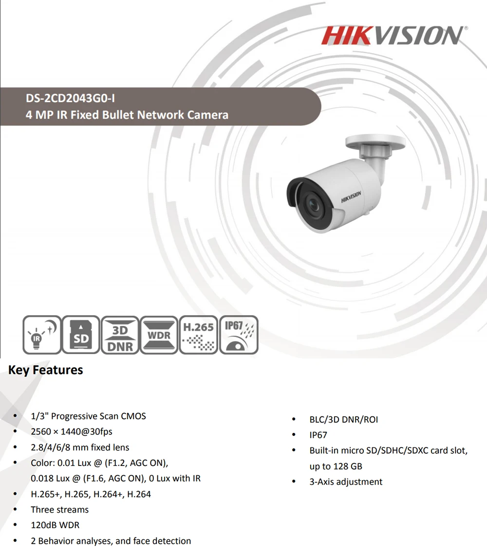 Hik 4CH HD POE NVR Kit DS-7604NI-K1/4P 4pcs 4MP DS-2CD2043G0-I IP Camera IR Night Vision Surveillance Set shipping Fast Shipping