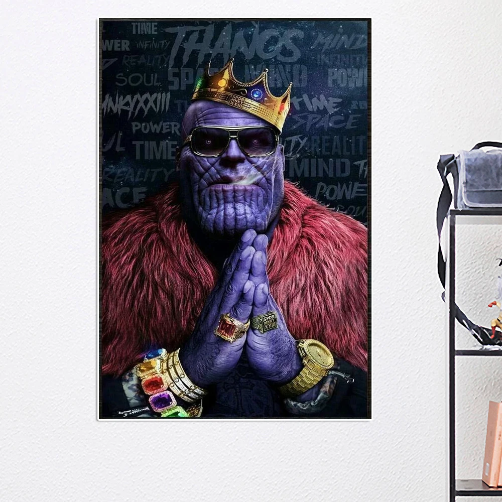 

Superhero Avengers Movie Poster And Print Thanos With Crown Superhero Canvas Painting Wall Art Living Bedroom Home Decor Picture