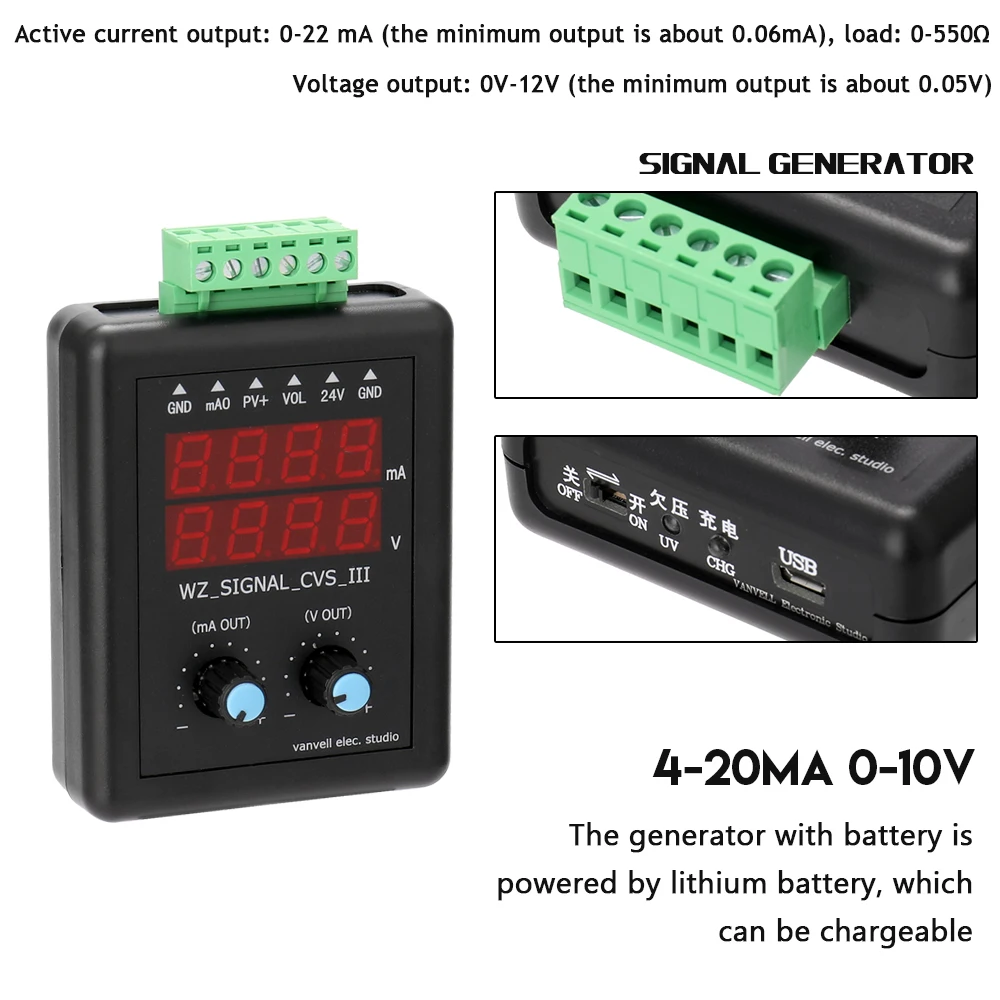 4-20mA 0-10V Signal Generator 24V Current Voltage Transmitter Signal Source Constant Current Source with Display