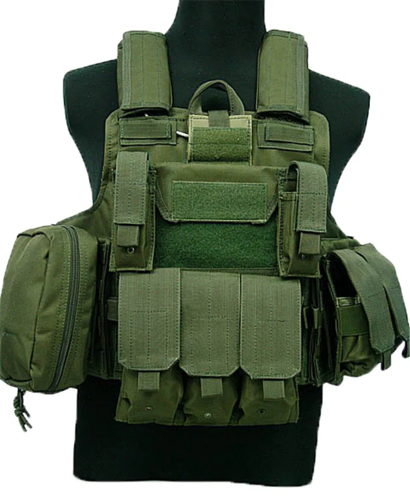 Тактический Жилет Molle, для страйкболла боевой жилет W/подсумок журналов Releasable Armor Plate Carrier Strike жилеты охотничье снаряжение для одежды - Цвет: Зеленый