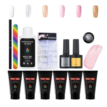 

New 14pcs/Set Poly Nail Extension Gel Clear UV Nail Polish Art Kit Quick Building Poly Gel Nail Tool Long Lasting