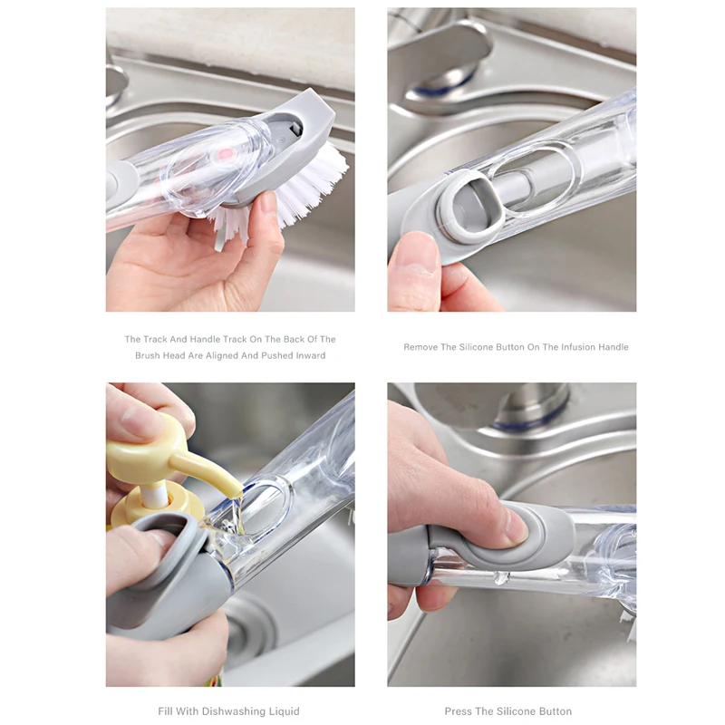 Щетка для чистки с длинной ручкой кухонный скребок губка мытья посуды со съемной