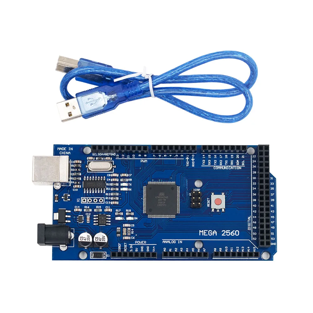 Плата Mega 2560 R3 Mega2560 REV3(ATmega2560-16AU CH340G) с usb-кабелем, совместима с Arduino