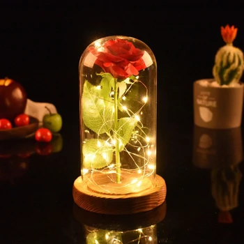 

LED Lighting Rose Special Beauty And The Beast Rose In Glass Dome Forever Romantic Valentine's Day Gift Girl Birthday Gift Rose