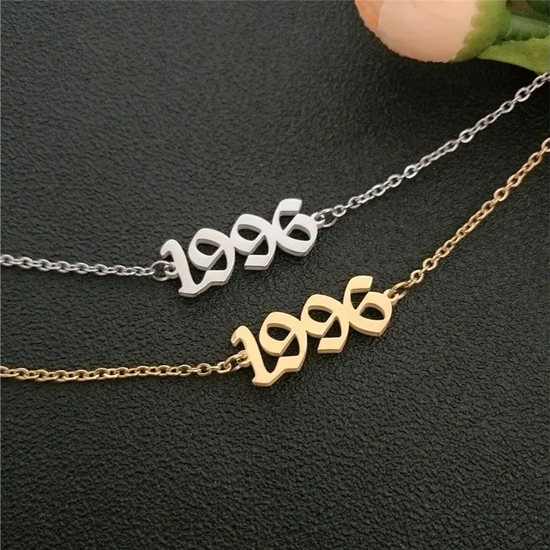 1996 Богемский Браслет на лодыжку для женщин на день рождения, цепочка на ногу золотого и серебряного цвета, винтажный ножной браслет с цифрами в английском стиле, ювелирные изделия для ног, аксессуары