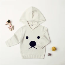 Свитер с капюшоном и рисунком медведя для новорожденных вязаный осенне-зимний мягкий теплый пуловер с длинными рукавами для маленьких мальчиков и девочек топы, одежда для детей от 6 до 24 месяцев, A20