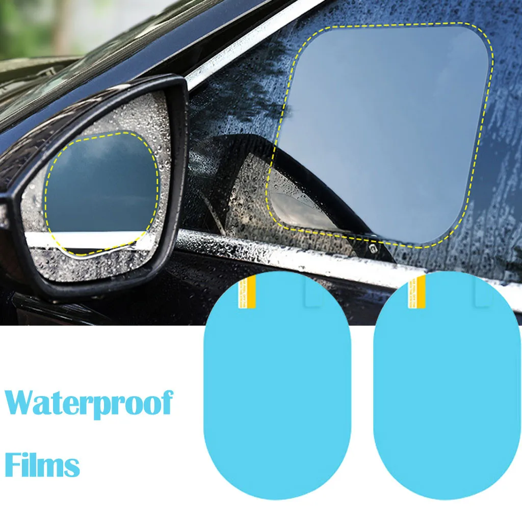 

2PC Car Side Rearview Mirror Waterproof Anti-Fog Rain-Proof Film Side Glass Multiple Function Film film 99% transmittance#P10