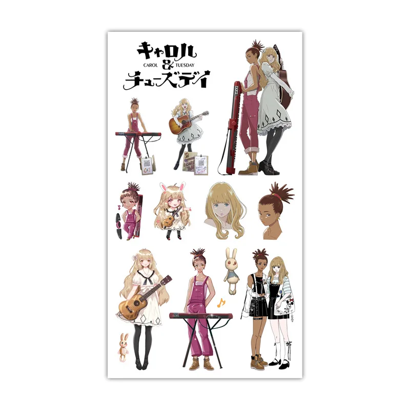 

1pc CAROLE & TUESDAY Tattoo Sticker Anime Stiker Water Transfer Temporary Children Tattoos Paper For Kids Body Arm