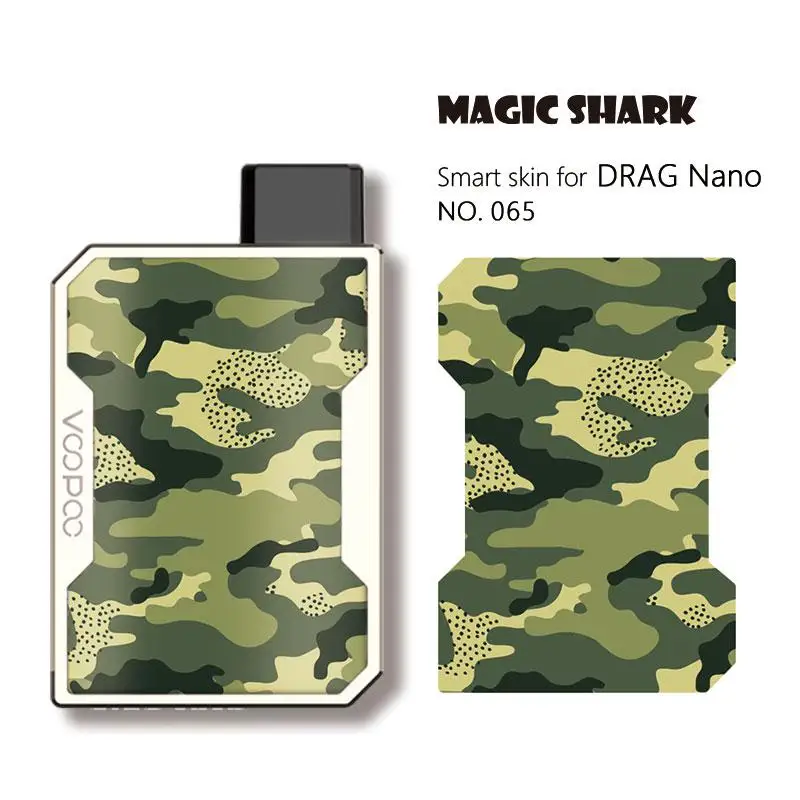 Магическая Акула мода мотоцикл армейский лист сотовый Череп ПВХ Vape Pod чехол наклейка кожи пленка для Voopoo Drag Nano - Цвет: 065