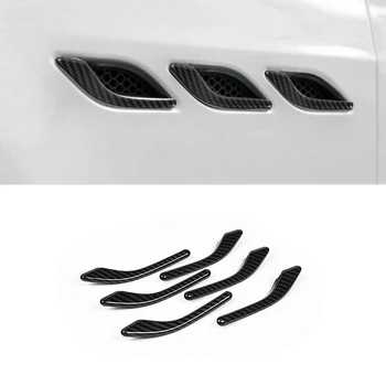 

beler 6pcs Carbon Fiber Style Side Wing Air Vent Intake Inlet Flow Fender Cover Trim Grill fit for Maserati Ghibli 2014 -2018