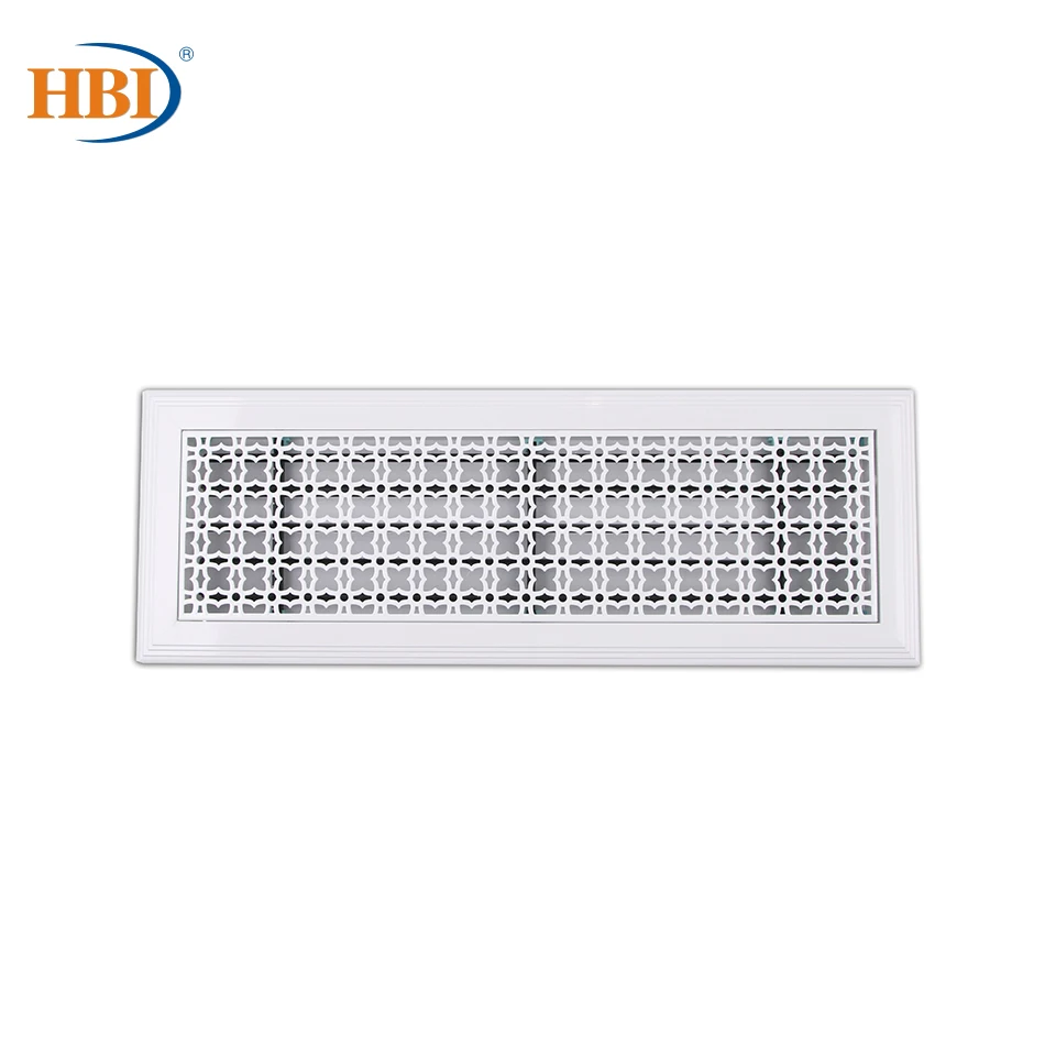 

500mm x 150mm Pattern- Full blown Flowers Rectangular Plastic Frame Steel Decorative Air Grille Vent Retro Outlet White