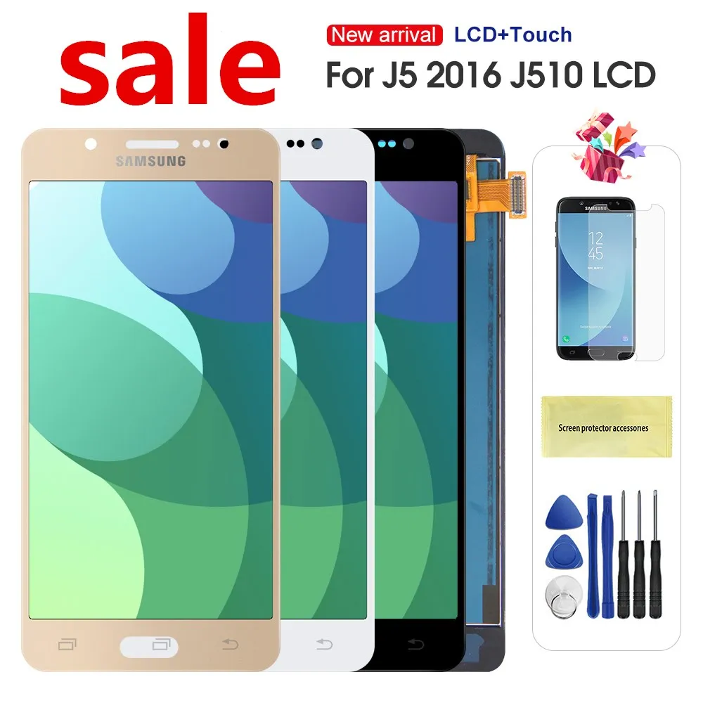 

For Samsung Galaxy J5 2016 J510 J510FN J510F J510M J510H/DS LCD Display Touch Screen Digitizer With Frame Can Adjust Brightness