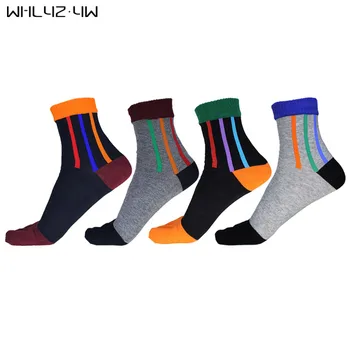 

Whlyz Yw 5 Pairs/Lot Toe Socks For Man Cotton Colorful Street Fashion Five Finger Socks Striped Vintage Mans Socks Novelty Brand