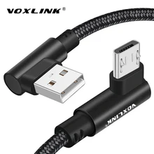 VOXLINK 90 градусов Micro USB кабель передачи данных для быстрой зарядки для samsung/xiaomi/lenovo/huawei/htc/Meizu Android кабели для мобильных телефонов