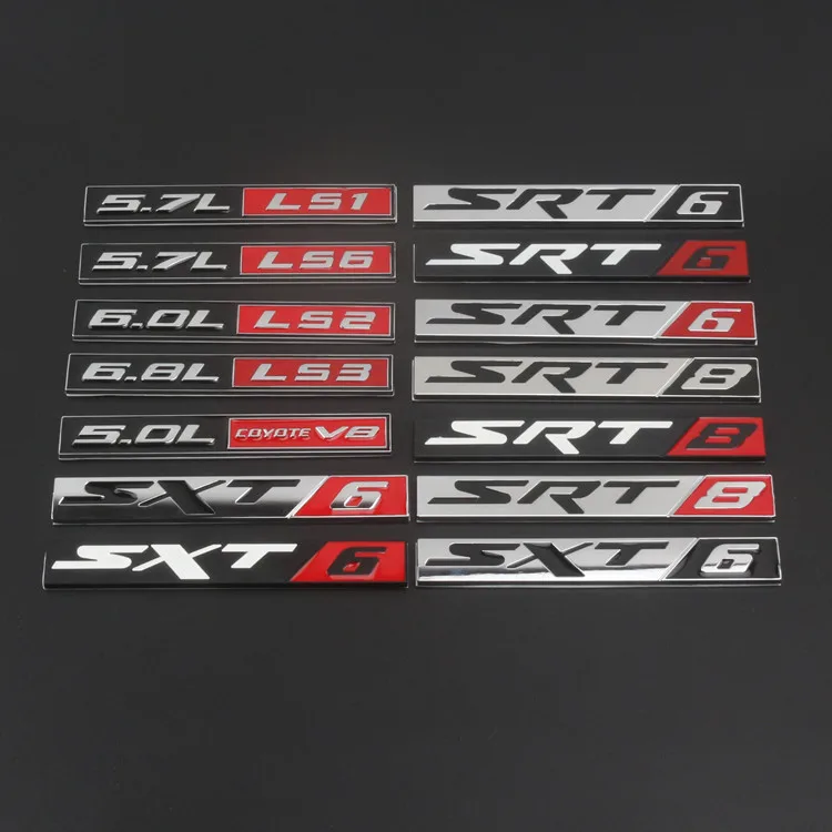 

1Pcs 3D SRT6 SRT8 SRT10 5.7L LS1 LS6 6.0L LS2 6.8L LS3 Emblem Badge Sticker car styling for DODGE Charger Car Accessories