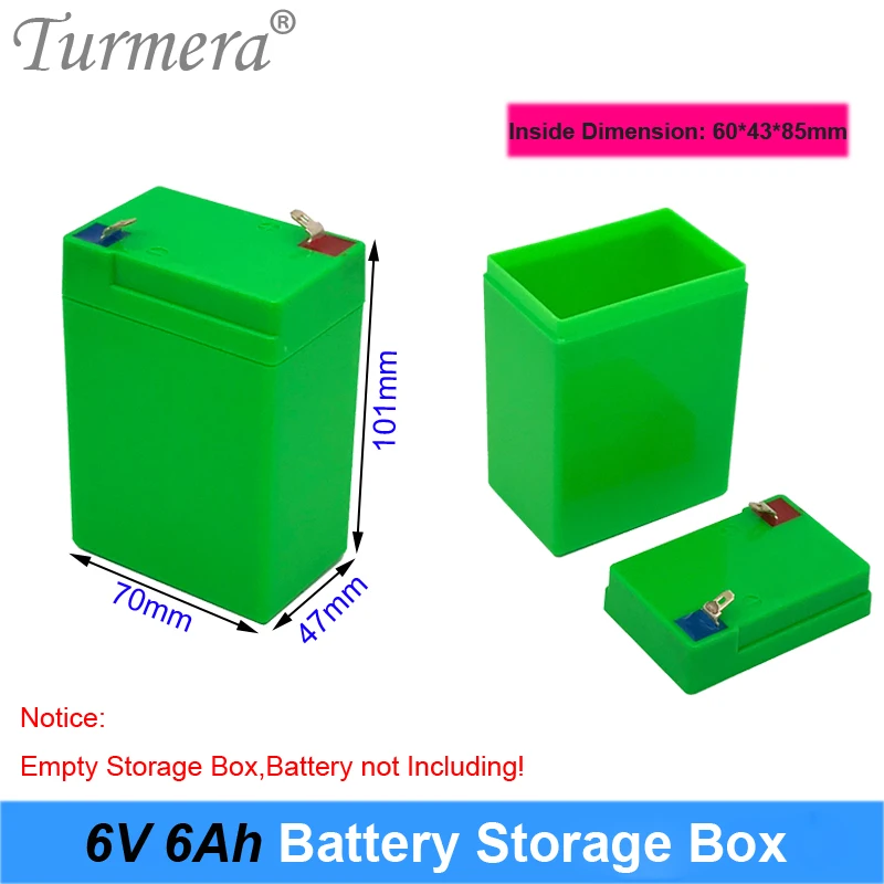 Turmera 6V 6AH Battery Storage Box Empty for Lifepo4 Battery Use