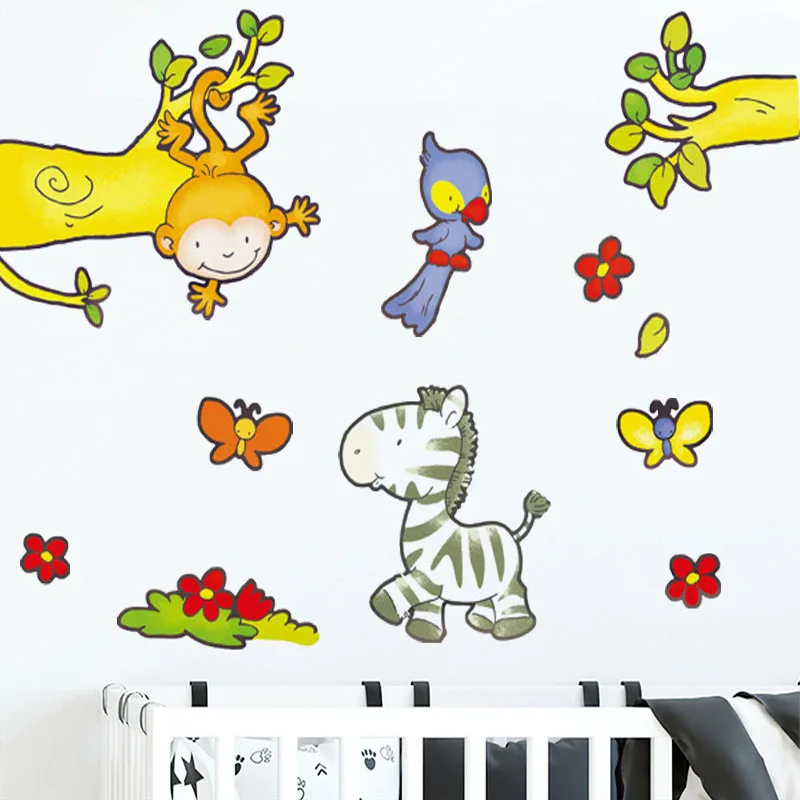 

Cartoon monkey frolic wall stickers baby children's room back decoration kindergarten classroom layout decoration stickers