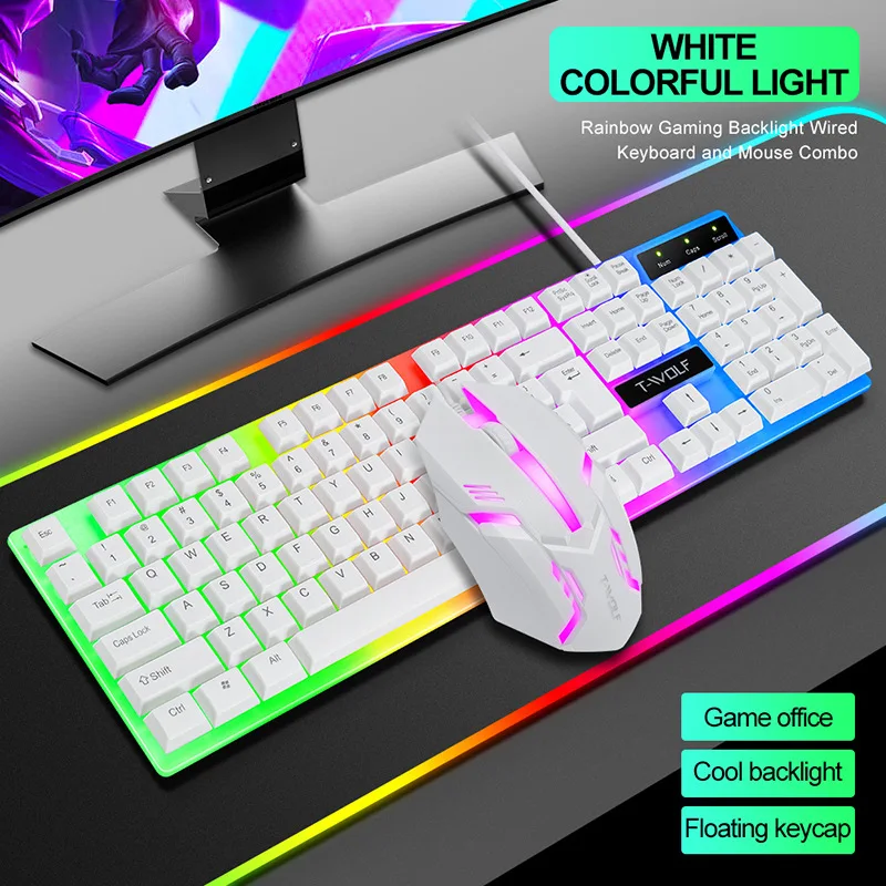 

Игровая клавиатура и мышь, проводная, светящаяся, TF230, для работы и офиса, s комплекты «клавиатура и мышь»