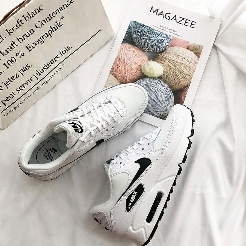 Original Authentic NIKE AIR MAX 90 ESSENTIAL Women's Running Shoes Sneakers Classic Outdoor White Comfortable New325213-131