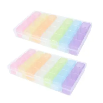 

2PCS Nail Art Boxes 28 Slots Diamond Organizer Containers Containers Storage Boxes Case For Sewing