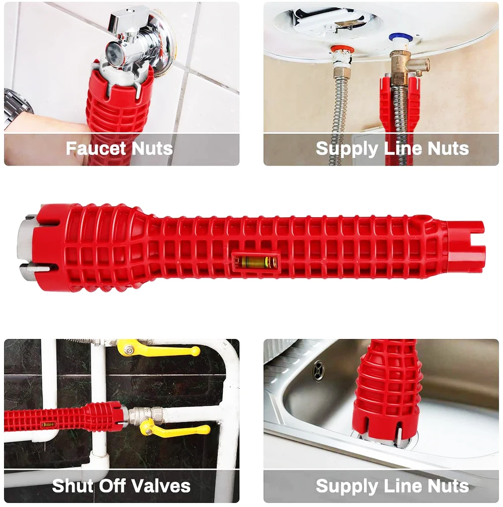Brico Dépôt Clé D'évier Multifonction 8 En 1 - Clé De Robinet, , Outil De Montage Pour Robinet De Salle De Bain, Sanitaire De Cuisine, évier De Toilette (rouge Clé à écrou De Robinet