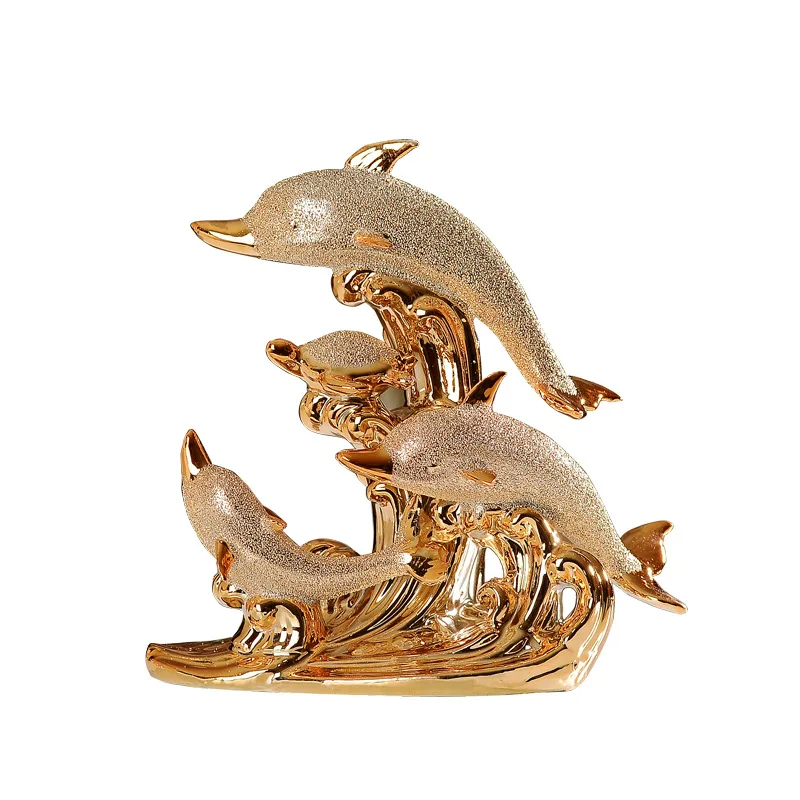 Ceramic Dolphin Statue Home Decoration Accessories Crafts Room Decoration Living Room Wedding Ornament Porcelain Animal Figurine