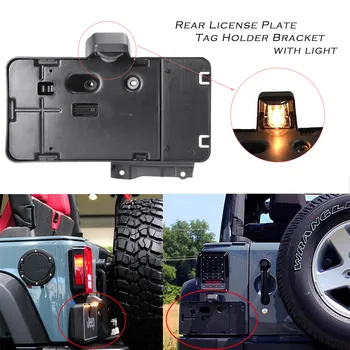 

For Jeep Wrangler 2007-2015 US Model Rear LED License Plate Light Number Plate Lamp w/ Mounting Bracket
