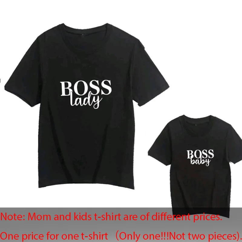 Новинка года, Семейные комплекты футболка для мамы, сына и дочки топы для детей, Повседневная футболка для маленьких девочек и мальчиков - Цвет: BOSS white