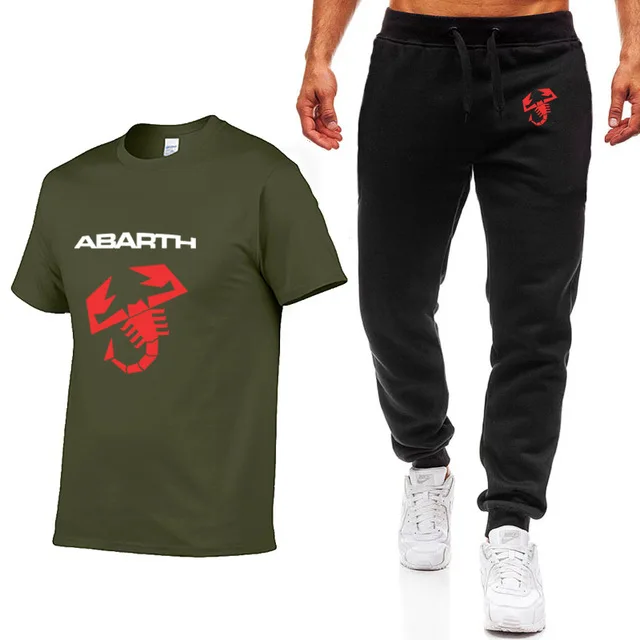 Модные летние мужские футболки, автомобиль ABARTH, логотип, принт, хип-хоп, повседневные, хлопок, короткий рукав, высокое качество, футболка, штаны, костюм, мужская одежда F