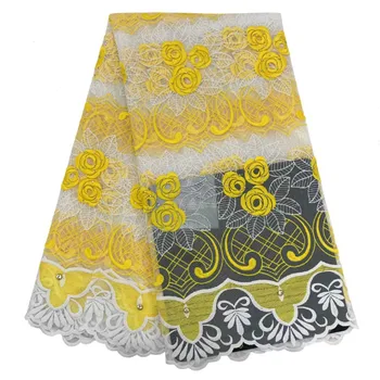 

2020 African Sequin Mesh Flower Embroidred Lace Fabric High quality French Net Tulle Lace Fabric With Stone For Wedding Dress