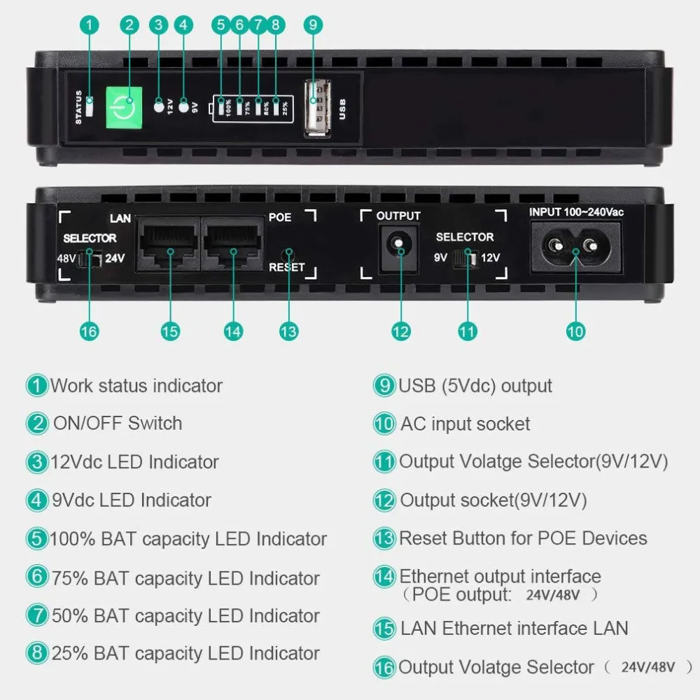 8800 мАч банк питания для ip-камеры wifi маршрутизатор CCTV камеры