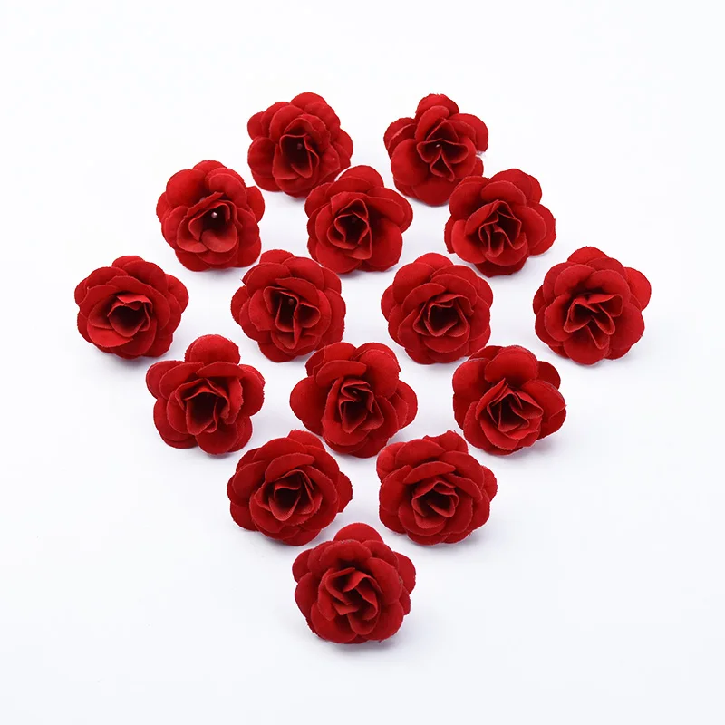 10Pcs Di Seta Rose Rosse Testa Decorazioni Di Natale Per La Casa Album Di Nozze Accessori Da Sposa Liquidazione Regali Fai Da Te Fiori Artificiali