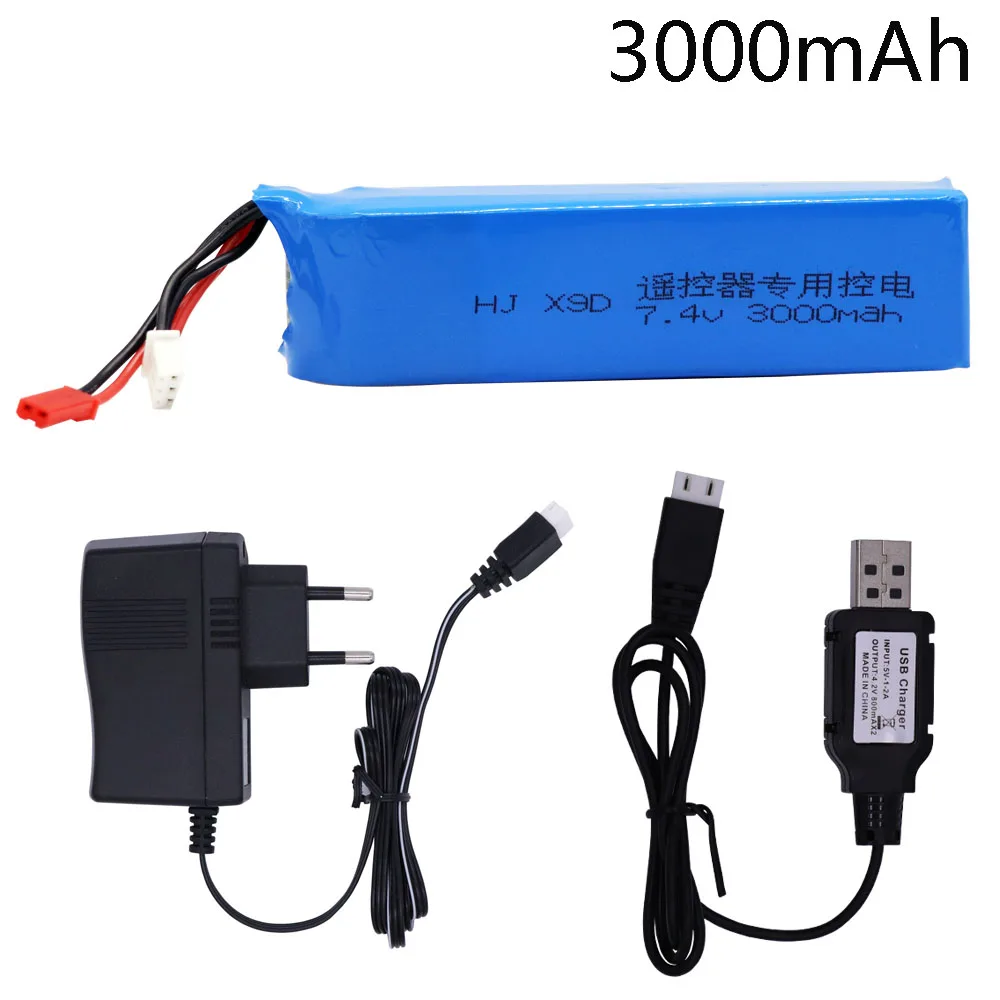 Upgrade 7.4V 3000mAh Lipo Battery with charger set for Frsky Taranis X9D Plus Transmitter Toys Accessories 7.4 V 2S | Игрушки и хобби