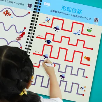 

2 Books Preschool Control Pen Copybook Children's Game Copybook Children's Educational Toy Copybook Thinking Exercise