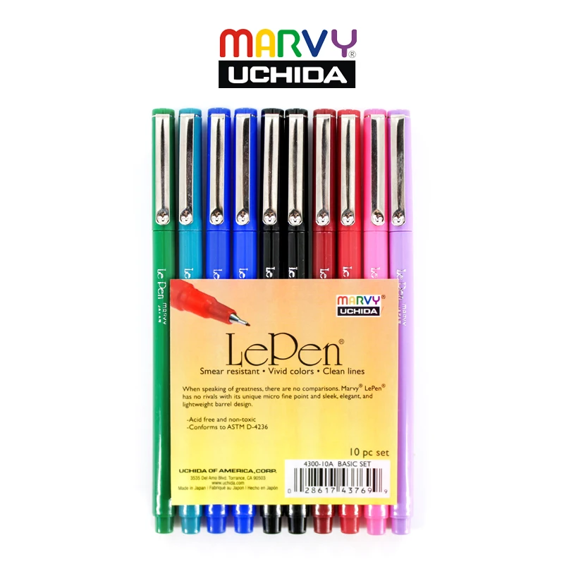 

Marvy 4300 Colorful Needle Pen Set Water Based Ink Anime Sketch Drawing Painting Pen Fine liner Pigma Art Student School Office