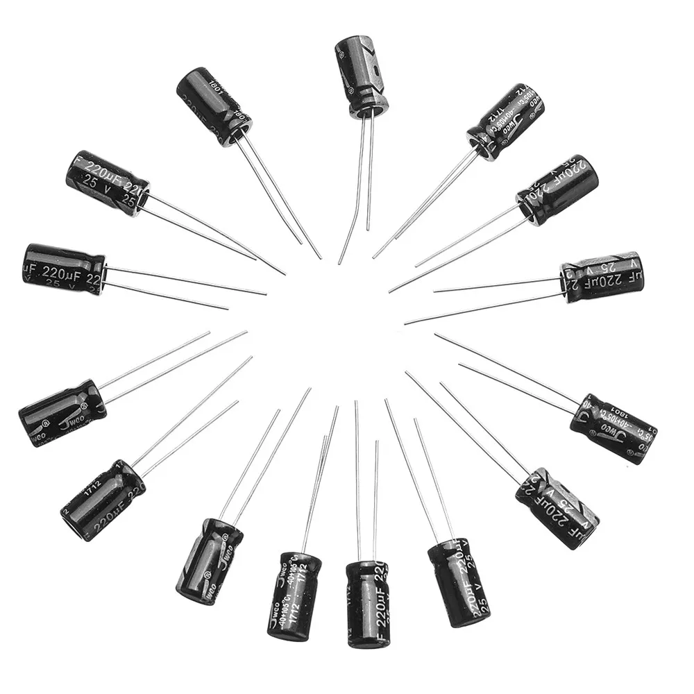 500Pcs/lot 0.1UF-1000UF 24 Values Aluminum 16-50V Mix Electrolytic Capacitor Assorted Kit And Storage Box