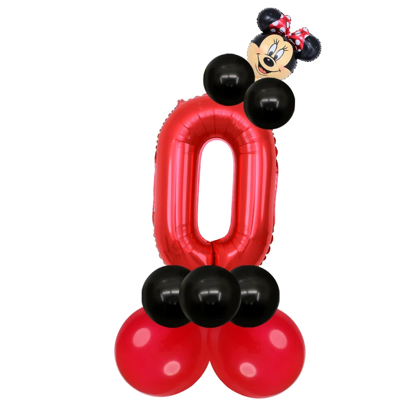 red 0 minnie 15 шт./партия, голова Микки и Минни, 30 дюймов, красный номер, фольгированные шары для первого дня рождения, украшения для вечеринки, детские игрушки, детский душ, латексные шары - Цвет: red 0 minnie
